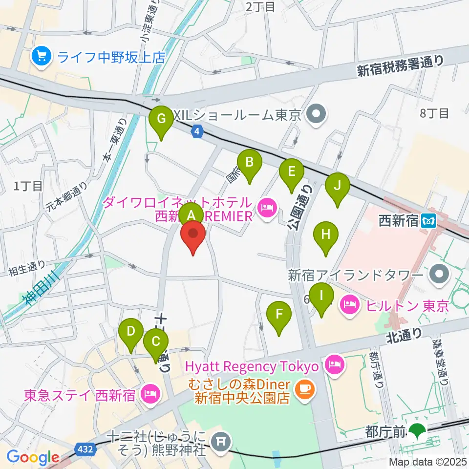 ガルバホール周辺のカフェ一覧地図