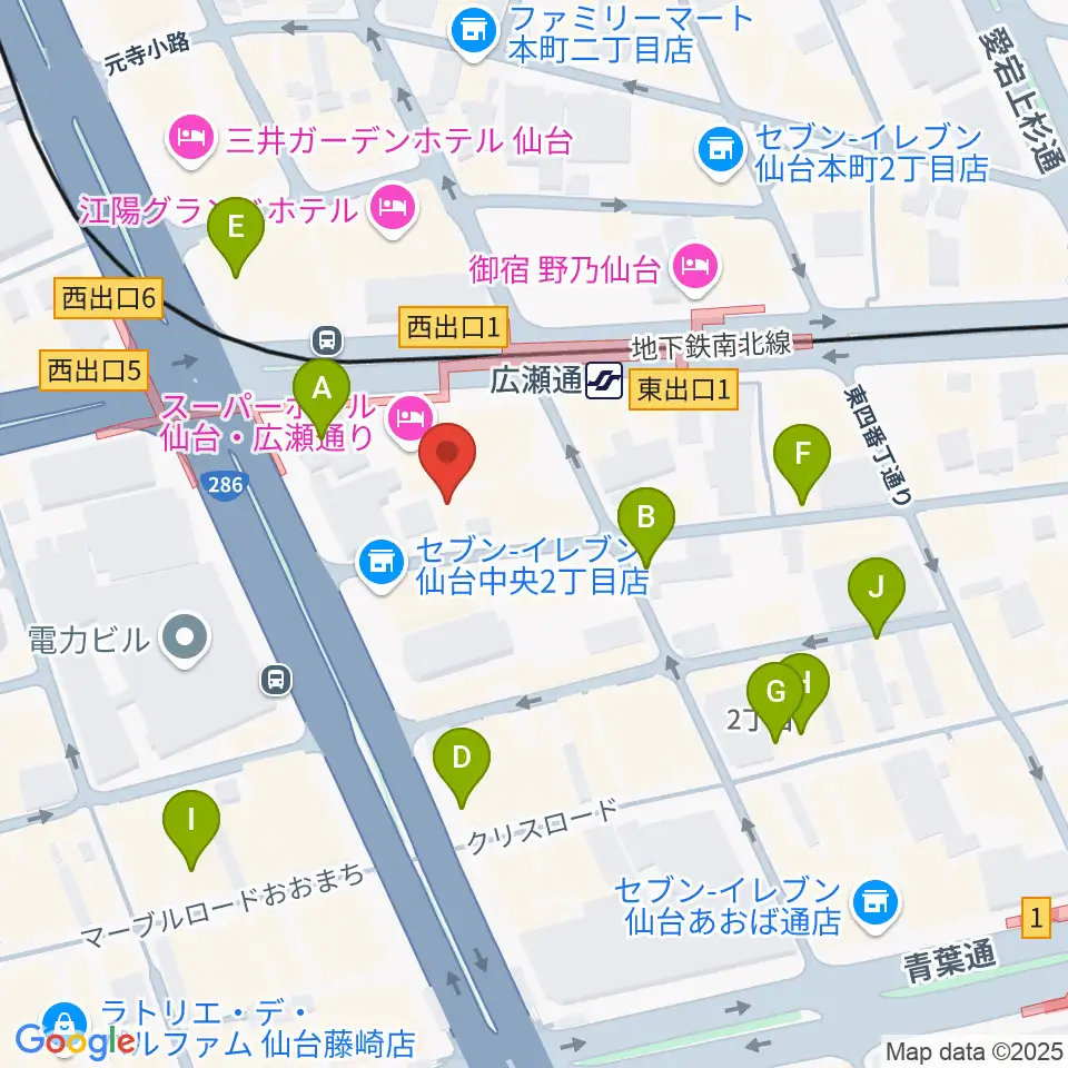 仙台ルフラン周辺のカフェ一覧地図