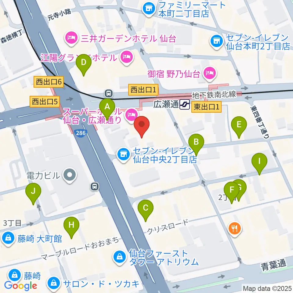 仙台ルフラン周辺のカフェ一覧地図