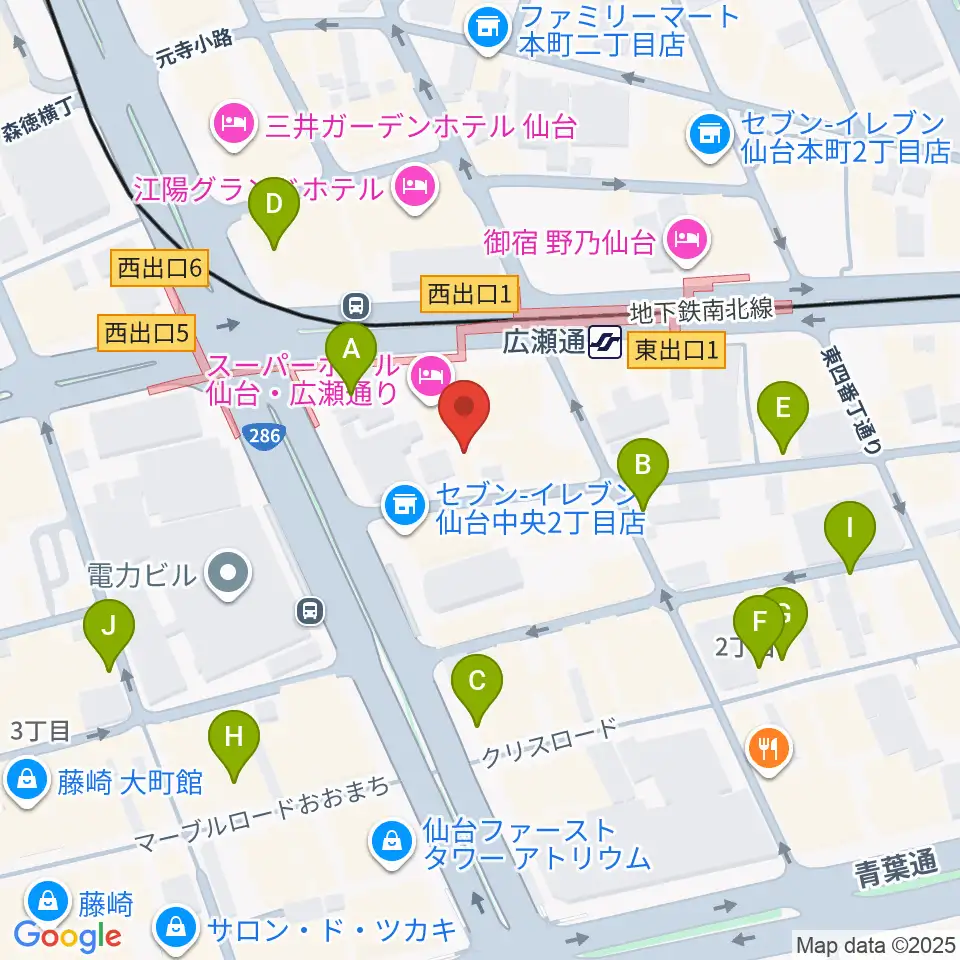 仙台ルフラン周辺のカフェ一覧地図
