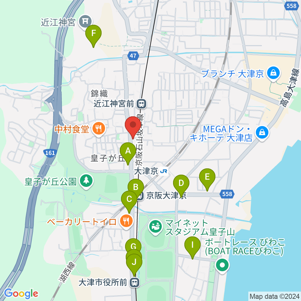 ヒラヤマ管楽器工房周辺のカフェ一覧地図