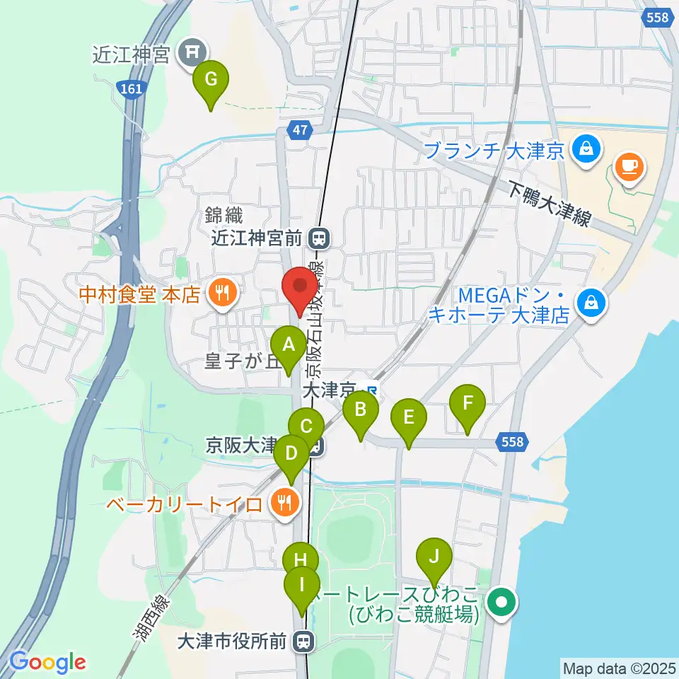 ヒラヤマ管楽器工房周辺のカフェ一覧地図