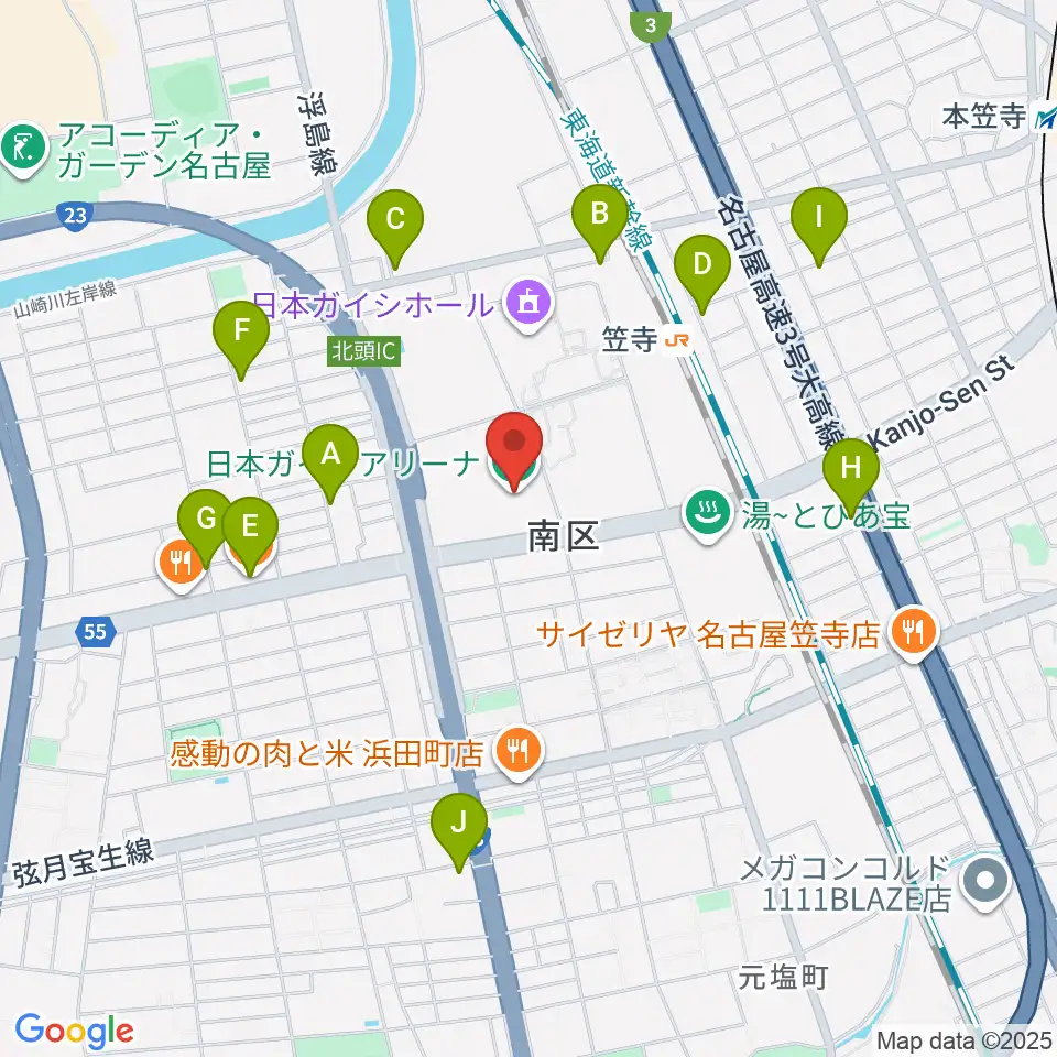 日本ガイシアリーナ周辺のカフェ一覧地図