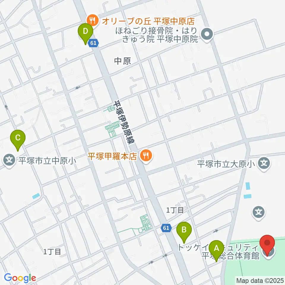 トッケイセキュリティ平塚総合体育館周辺のカフェ一覧地図