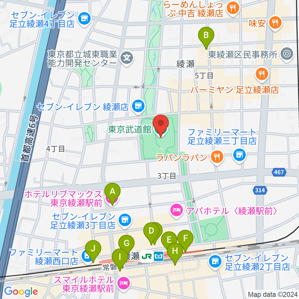 東京武道館周辺のカフェ一覧地図