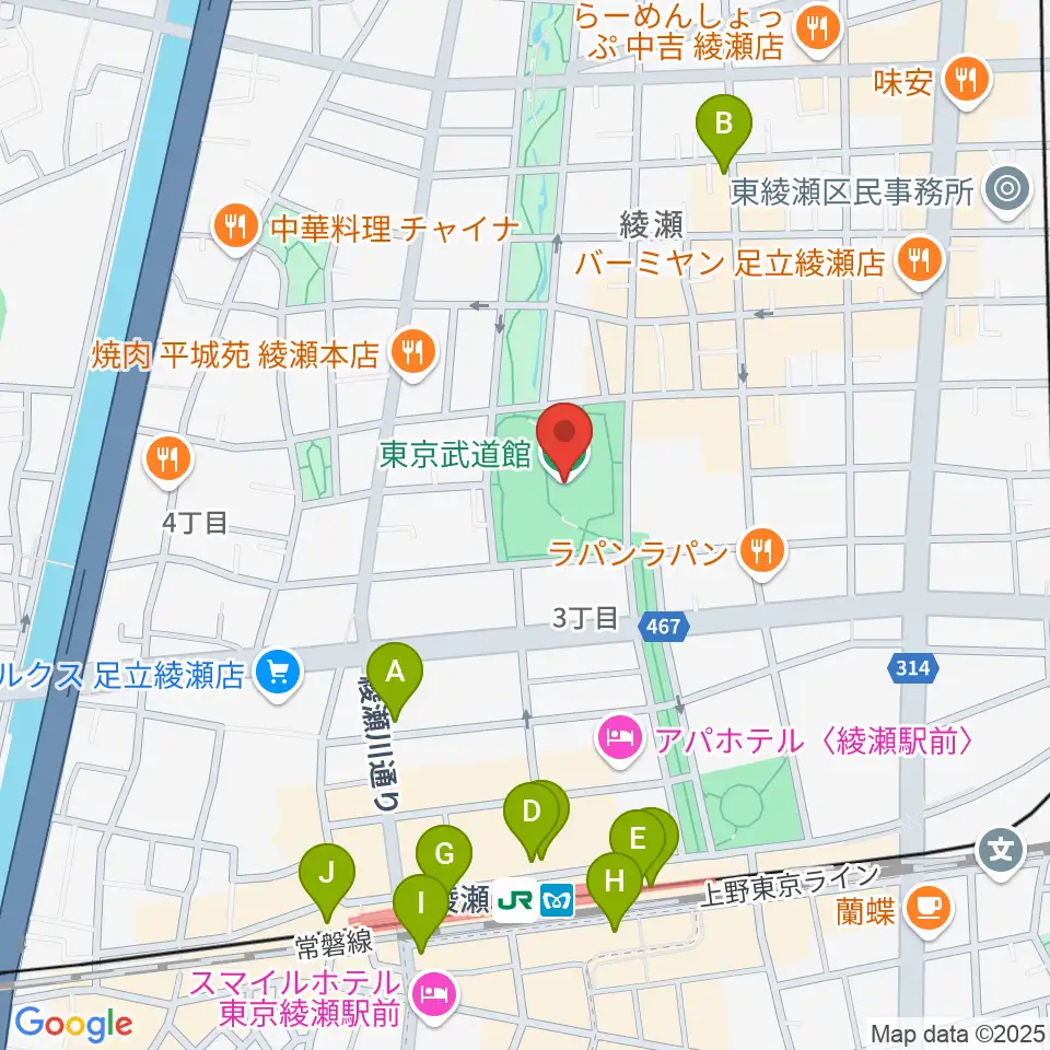 東京武道館周辺のカフェ一覧地図