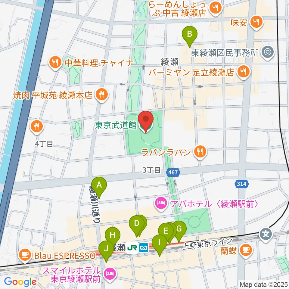 東京武道館周辺のカフェ一覧地図