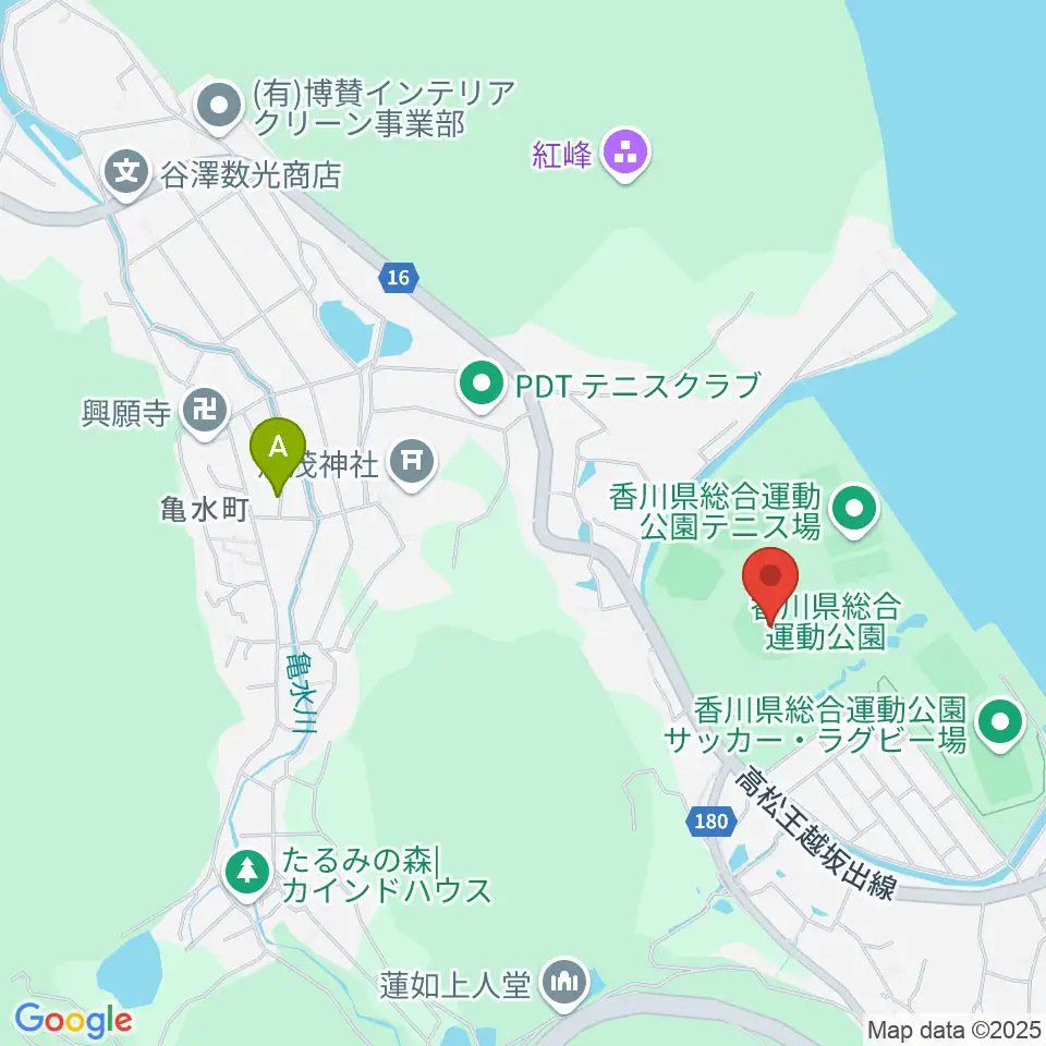 レクザムスタジアム周辺のカフェ一覧地図
