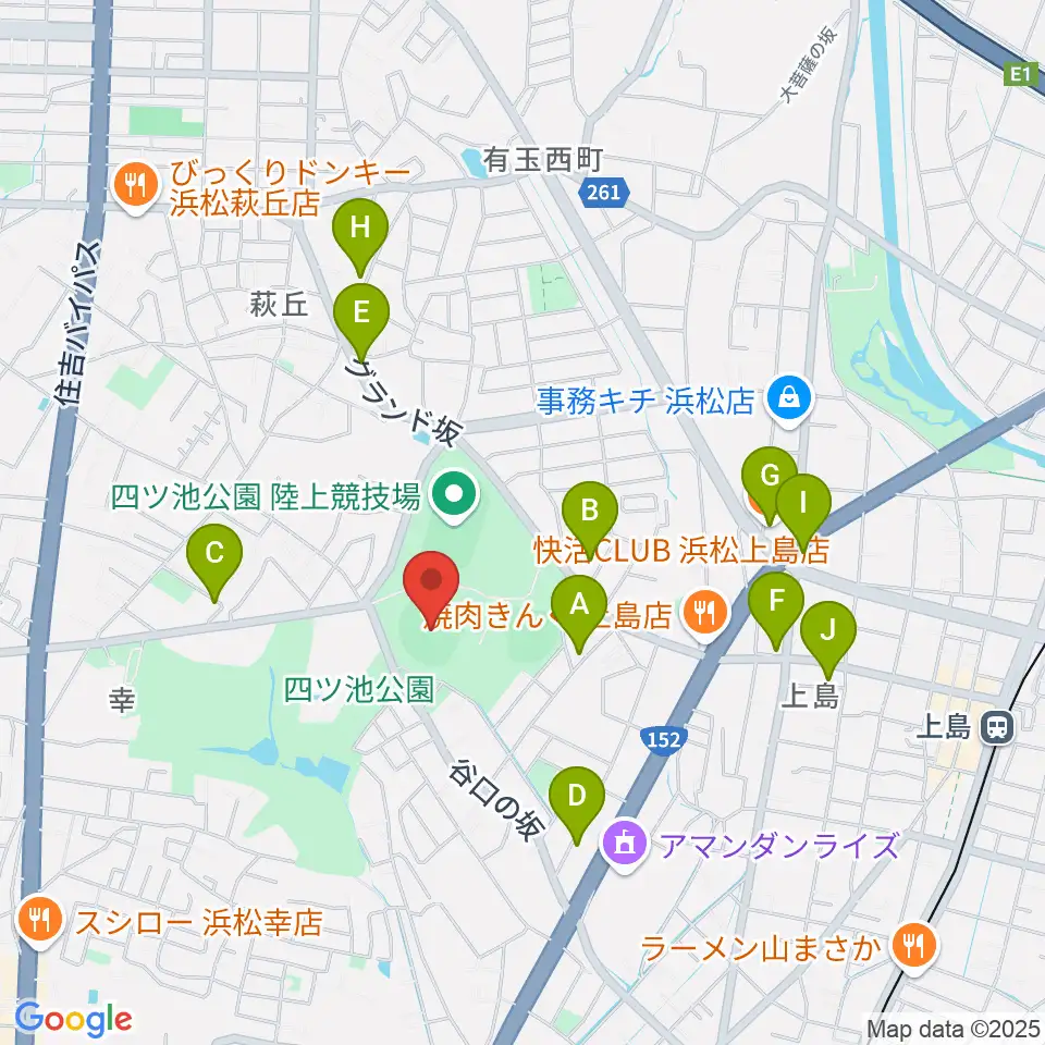 浜松球場周辺のカフェ一覧地図