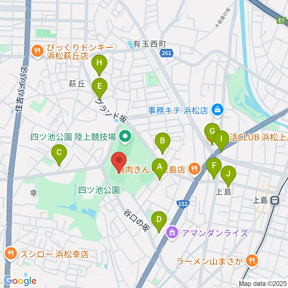 浜松球場周辺のカフェ一覧地図