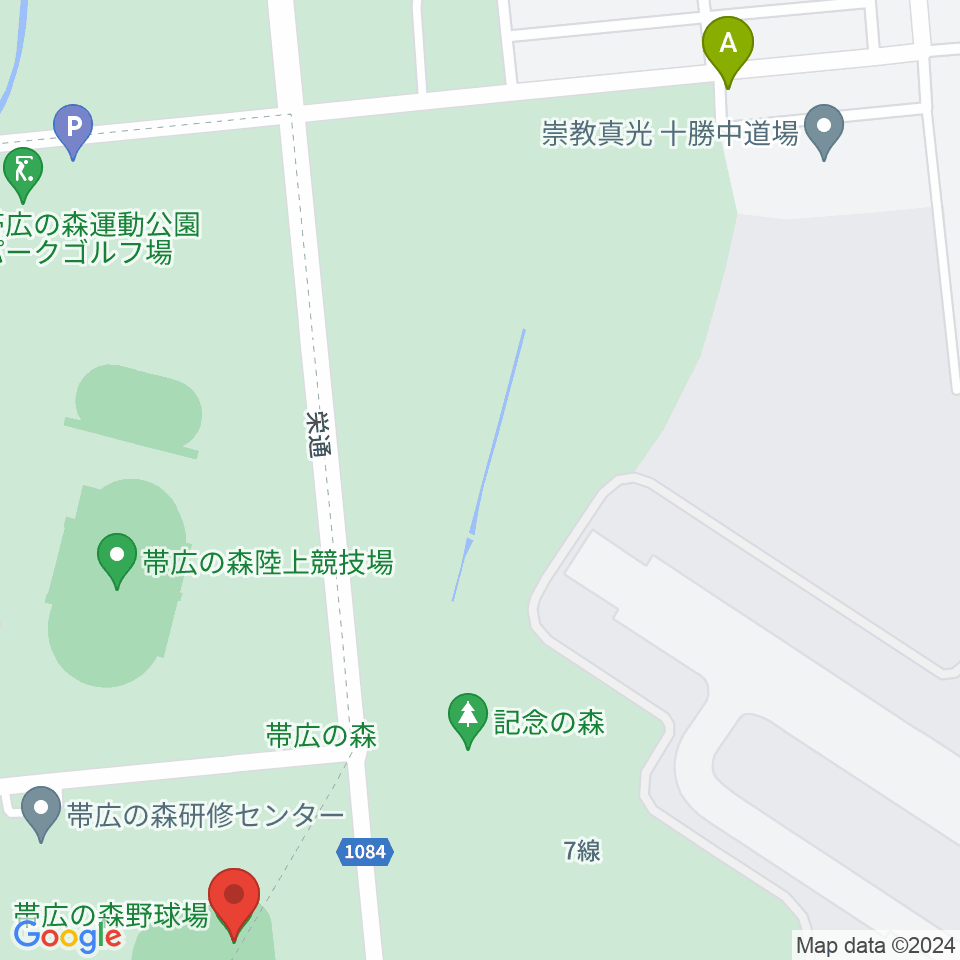 帯広の森野球場周辺のカフェ一覧地図
