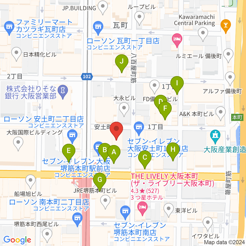 Jazz Club OverSeas周辺のカフェ一覧地図