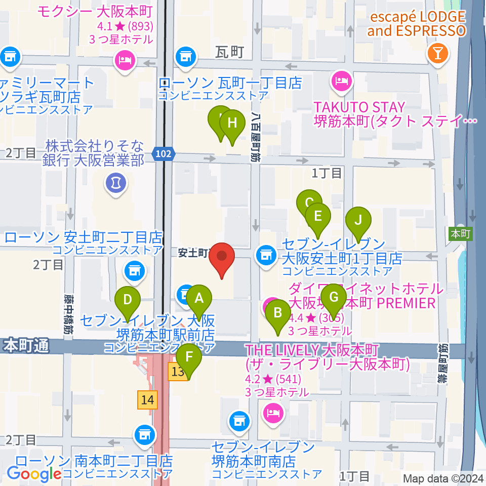 Jazz Club OverSeas周辺のカフェ一覧地図