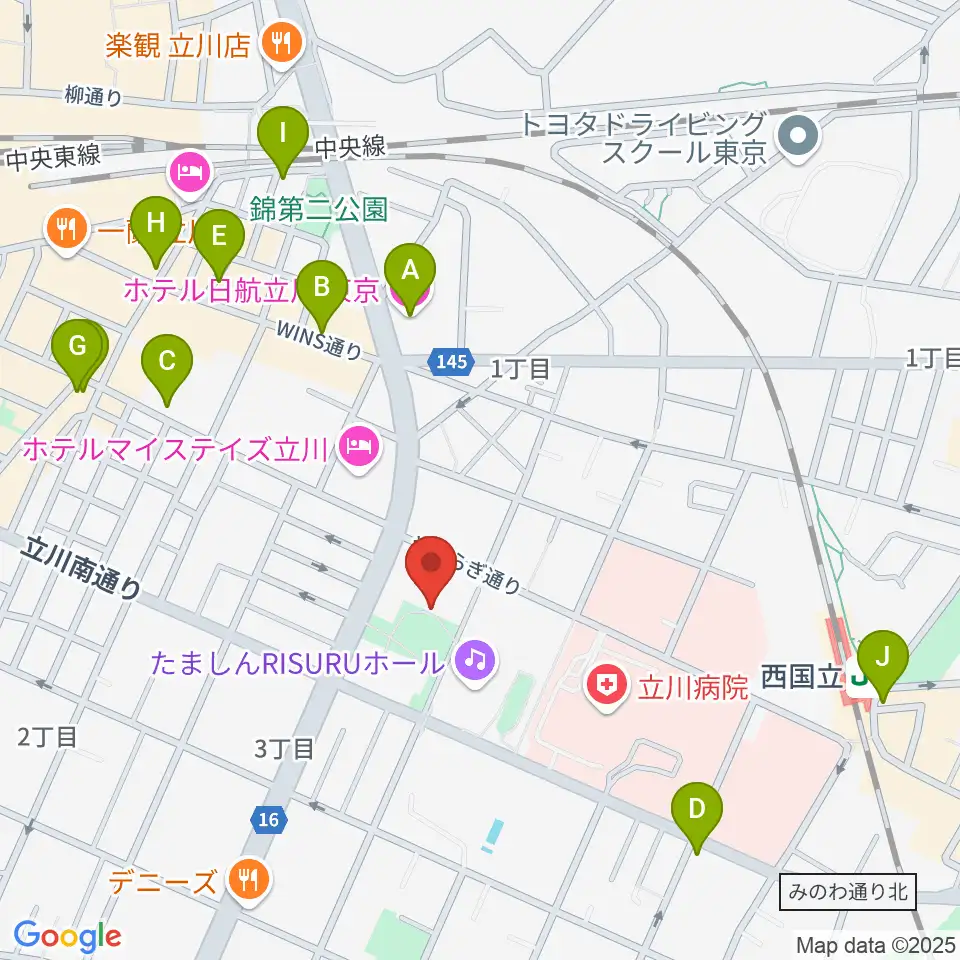立川市子ども未来センター周辺のカフェ一覧地図