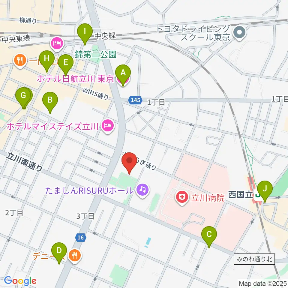 立川市子ども未来センター周辺のカフェ一覧地図