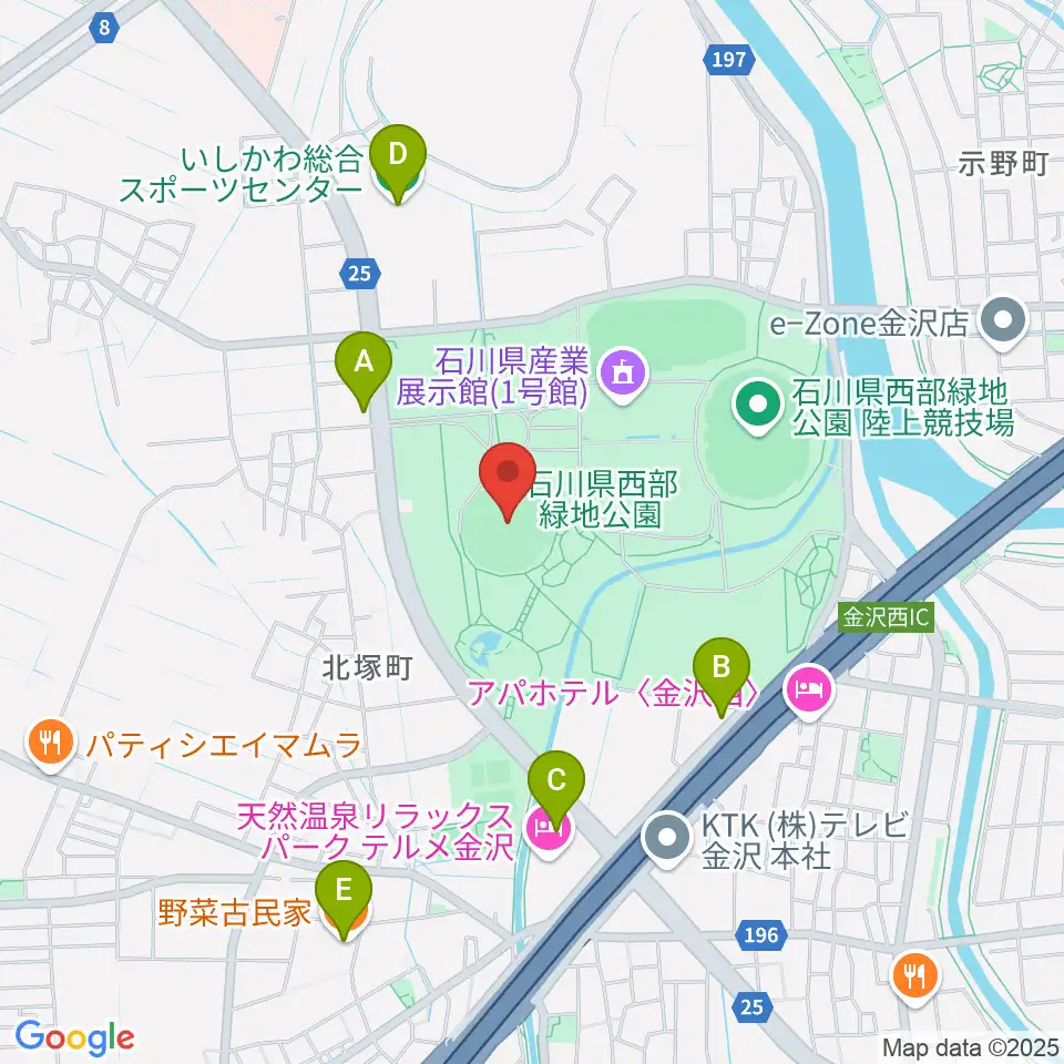 石川県立野球場周辺のカフェ一覧地図