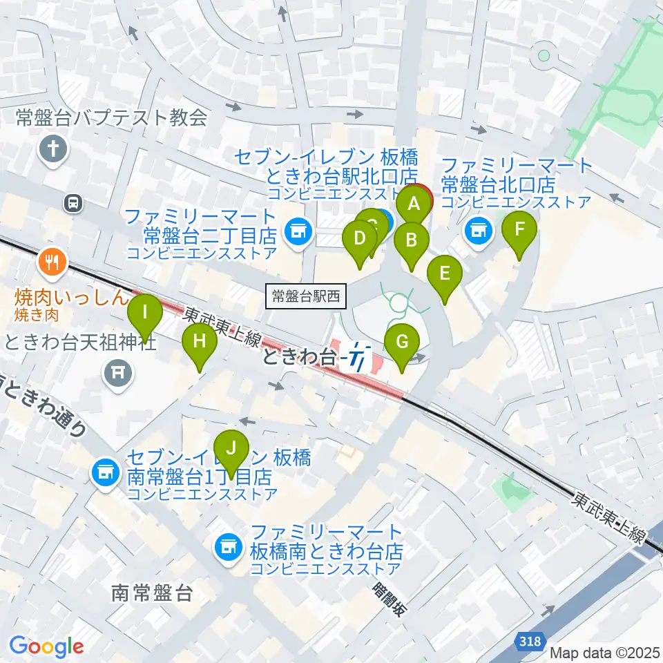 ときわ台Cave周辺のカフェ一覧地図