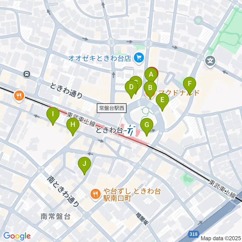 ときわ台Cave周辺のカフェ一覧地図
