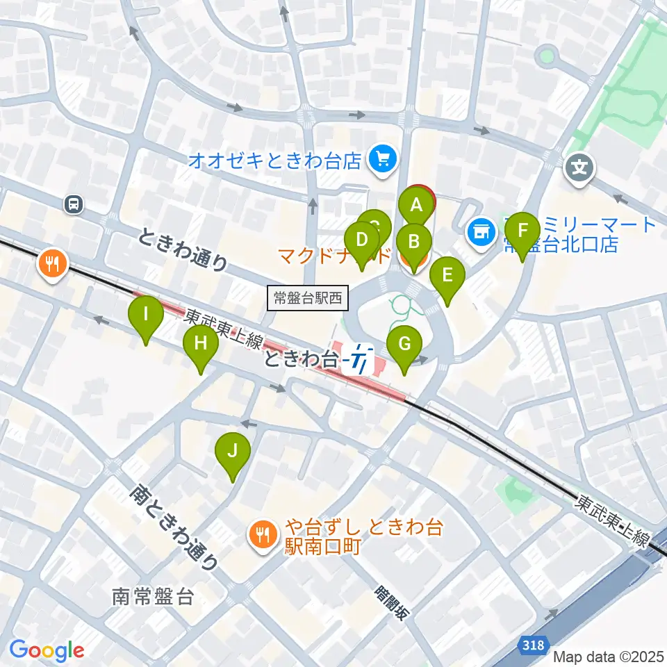 ときわ台Cave周辺のカフェ一覧地図