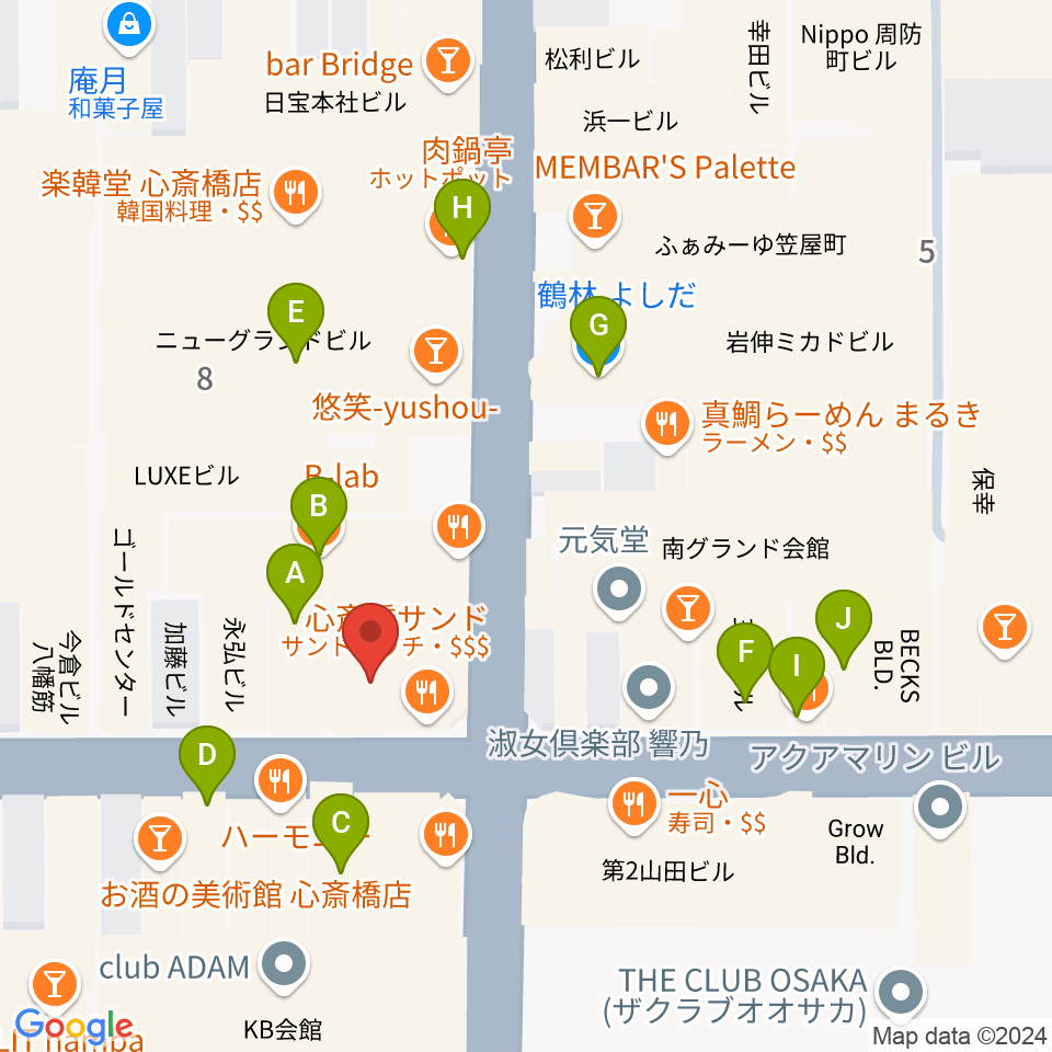 歌う魚周辺のカフェ一覧地図