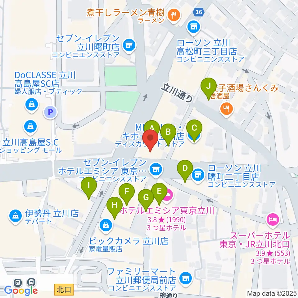 ディスクユニオン立川店周辺のカフェ一覧地図