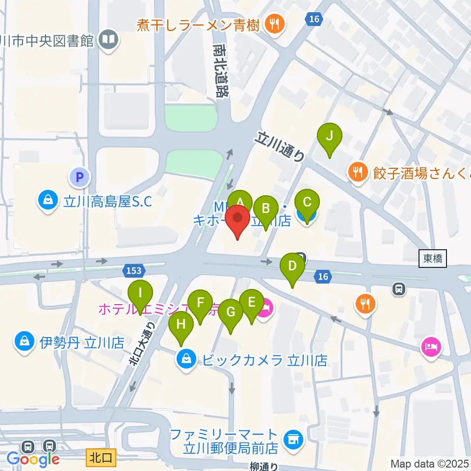 ディスクユニオン立川店周辺のカフェ一覧地図