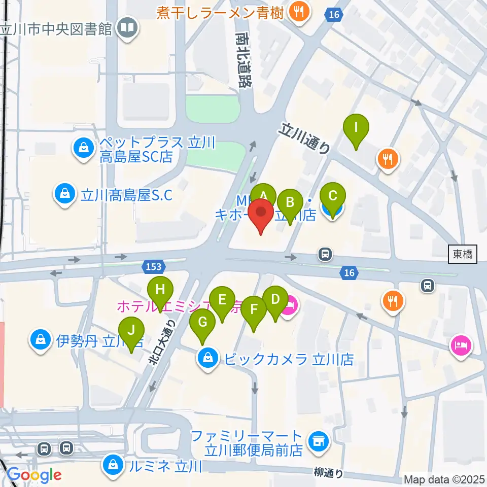 ディスクユニオン立川店周辺のカフェ一覧地図