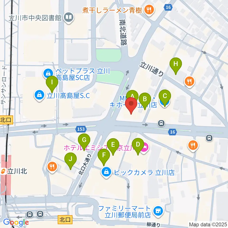 ディスクユニオン立川店周辺のカフェ一覧地図