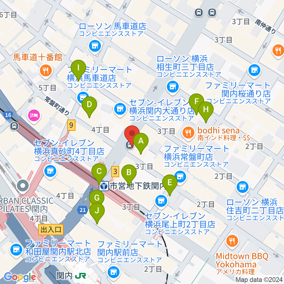 Music Lab.濱書房周辺のカフェ一覧地図