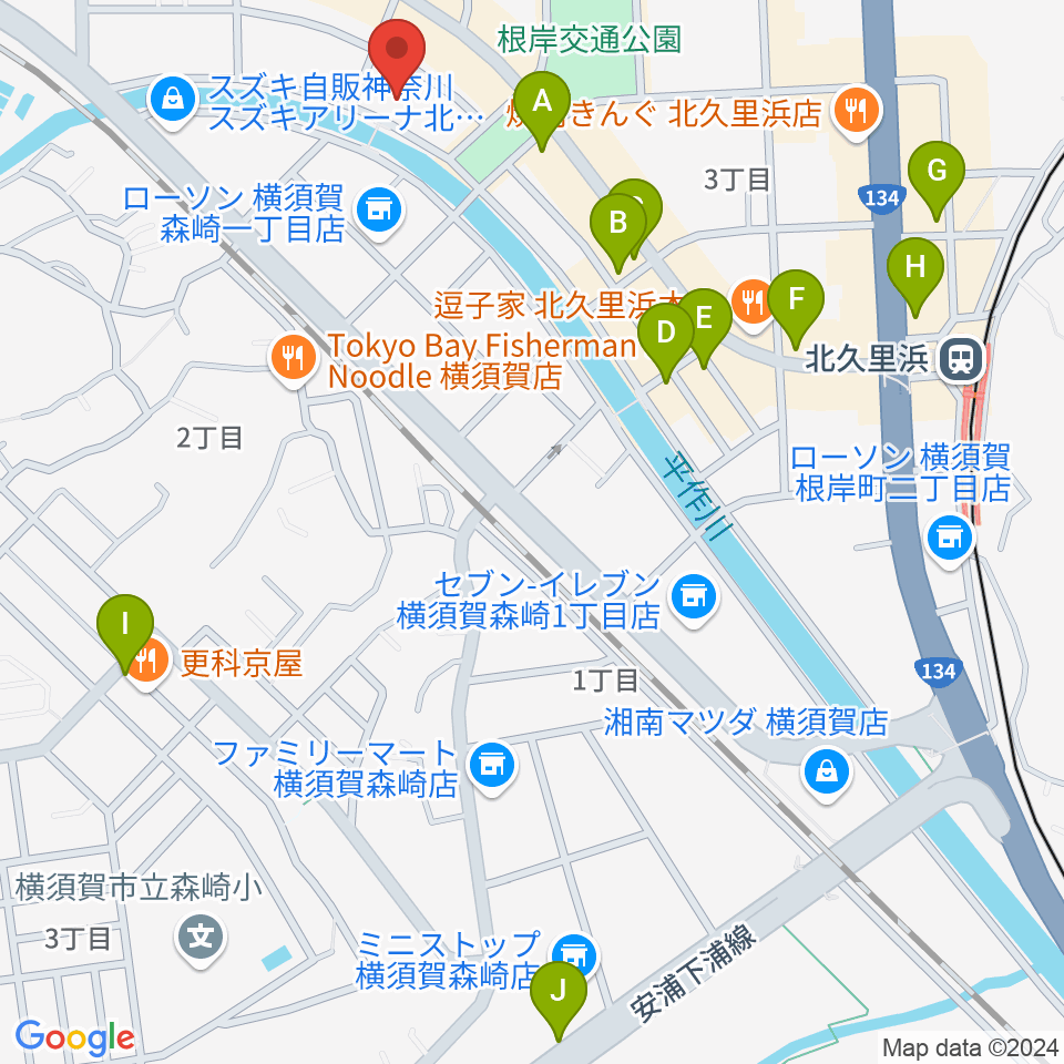 北久里浜REVERB SOUND周辺のカフェ一覧地図