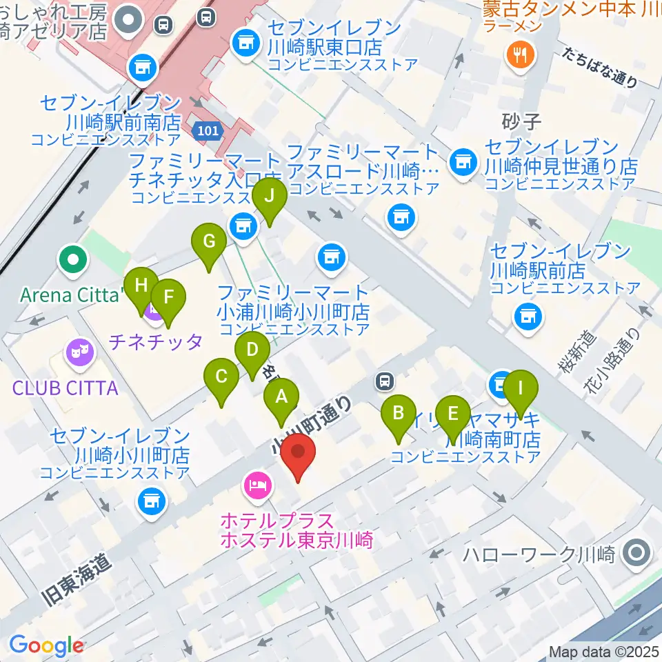 アイオン音楽スタジオ周辺のカフェ一覧地図