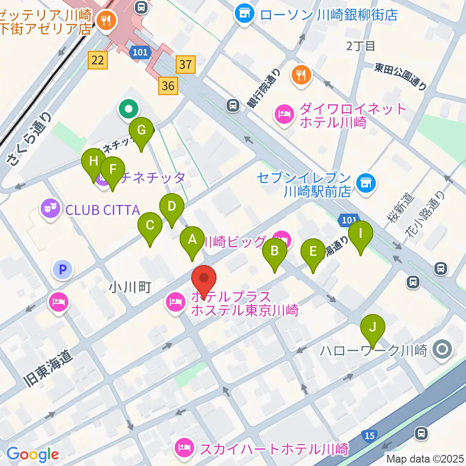 アイオン音楽スタジオ周辺のカフェ一覧地図