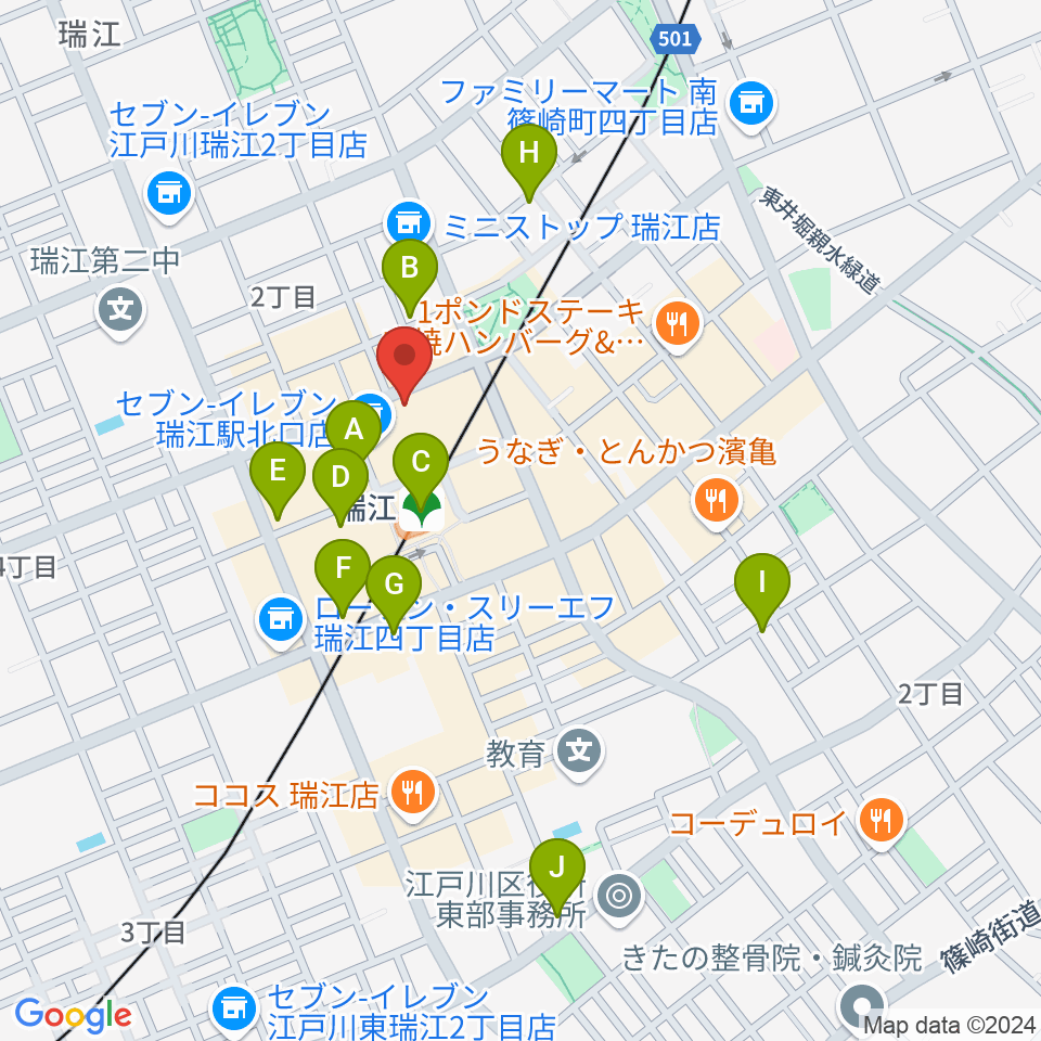 東部フレンドホール周辺のカフェ一覧地図