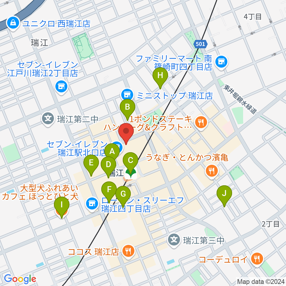 東部フレンドホール周辺のカフェ一覧地図