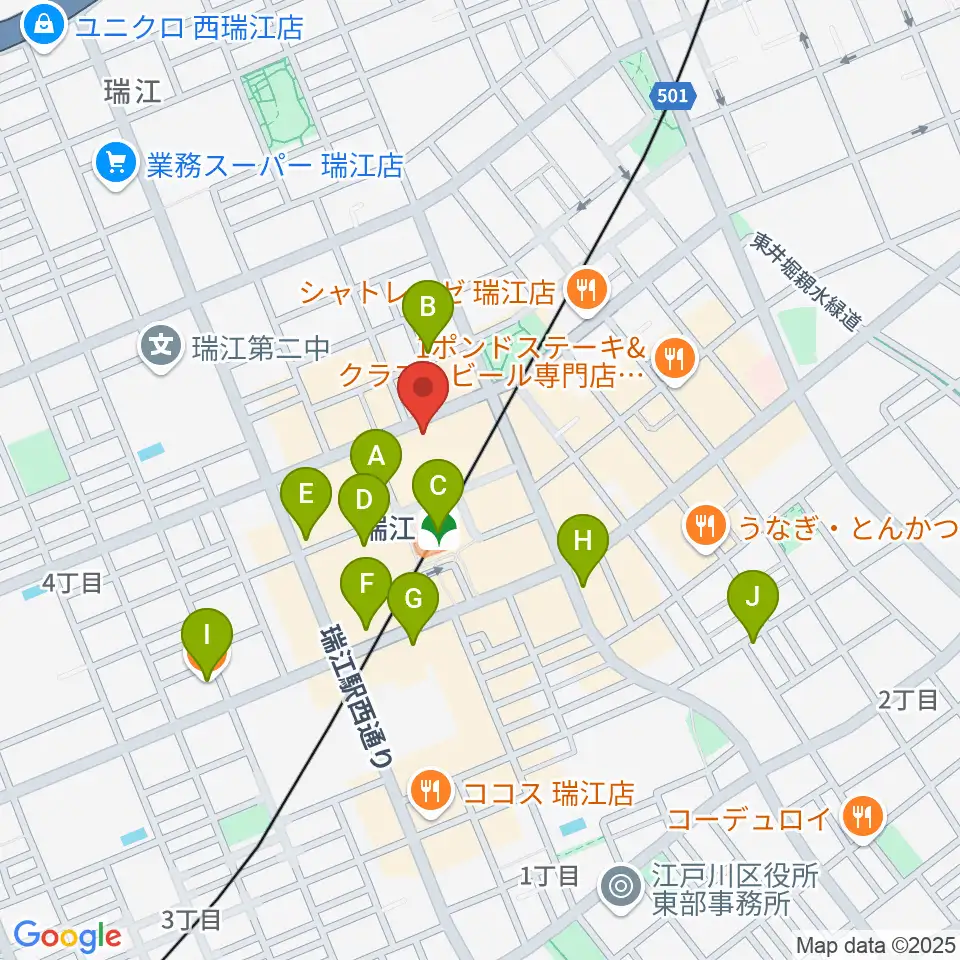 東部フレンドホール周辺のカフェ一覧地図