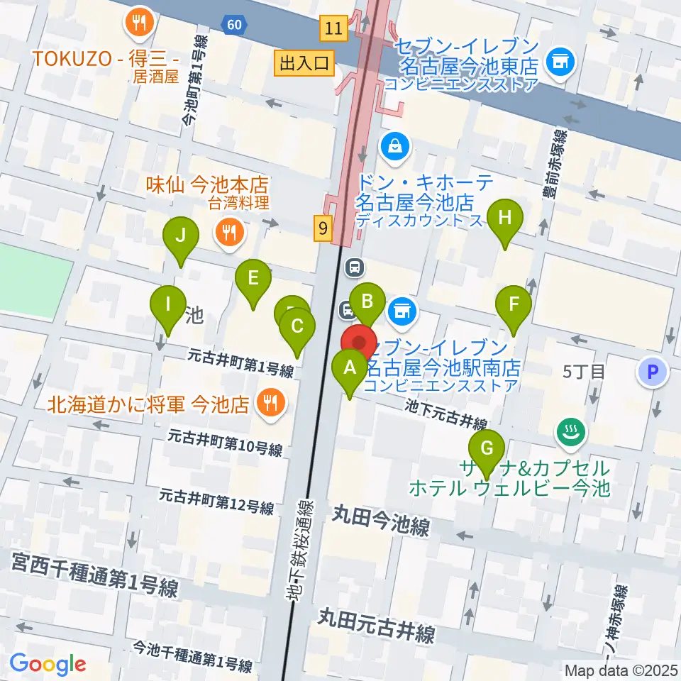 今池GROW周辺のカフェ一覧地図