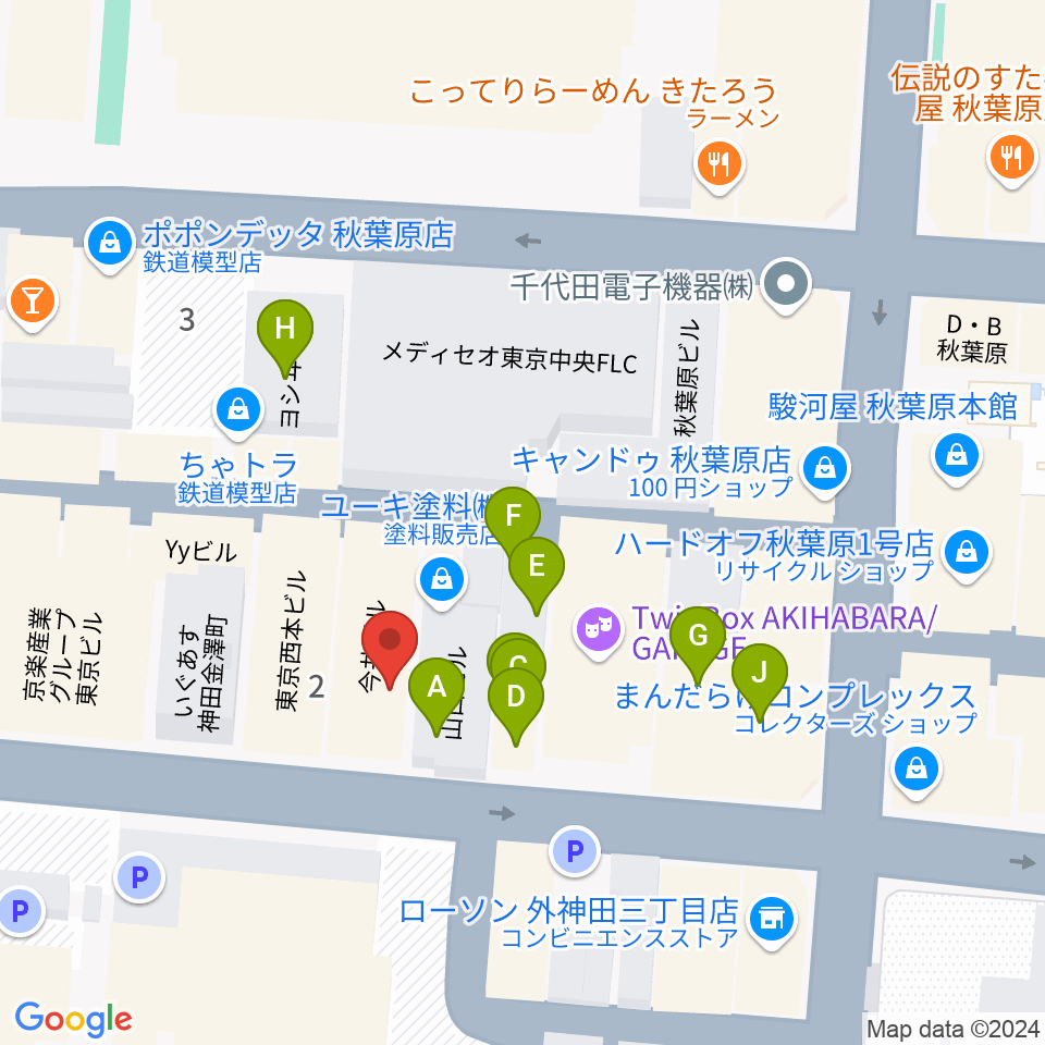 秋葉原ZEST周辺のカフェ一覧地図