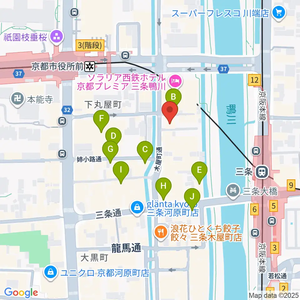 ライブスポットラグ周辺のカフェ一覧地図
