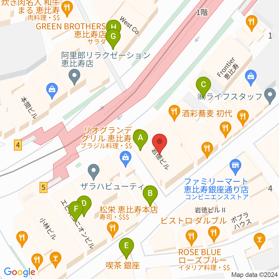 声の達人スタジオ周辺のカフェ一覧地図