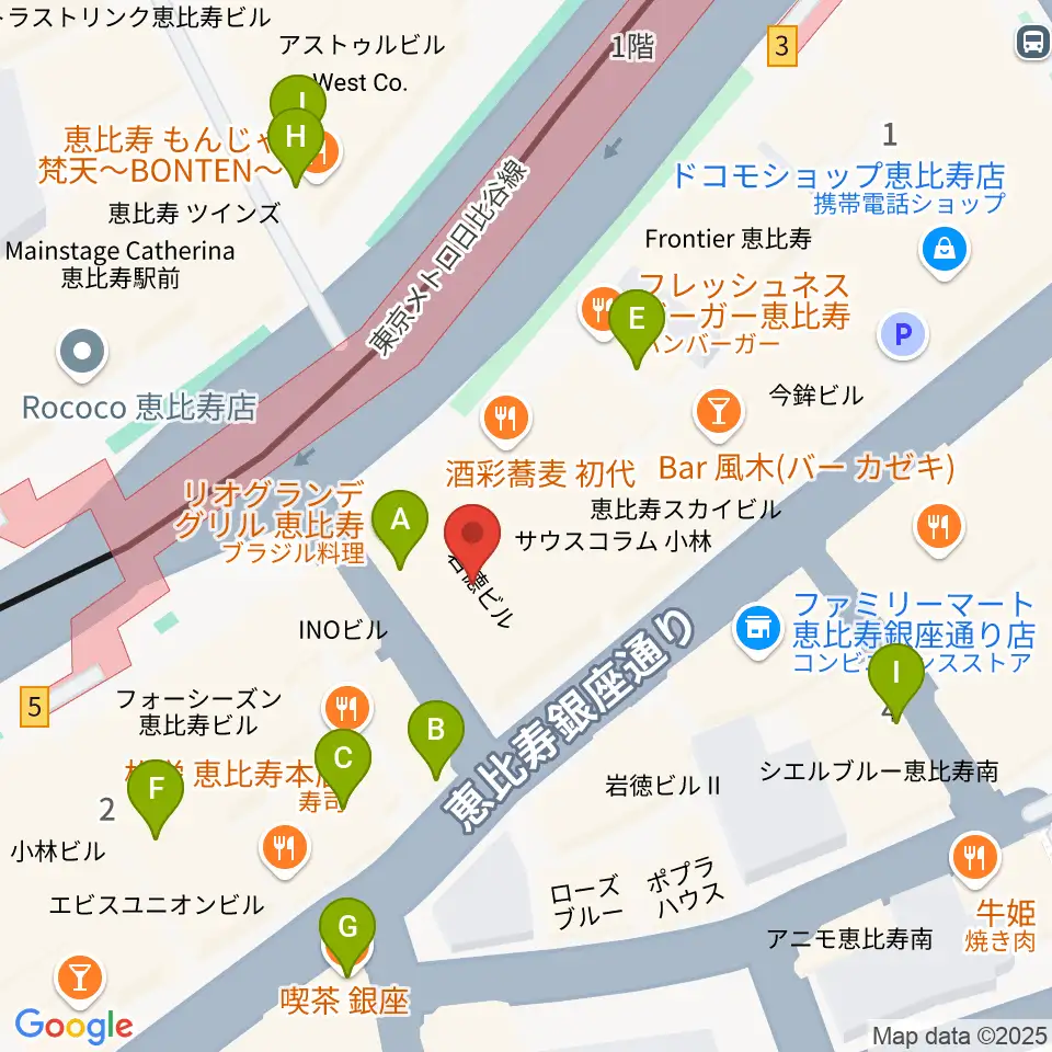 声の達人スタジオ周辺のカフェ一覧地図
