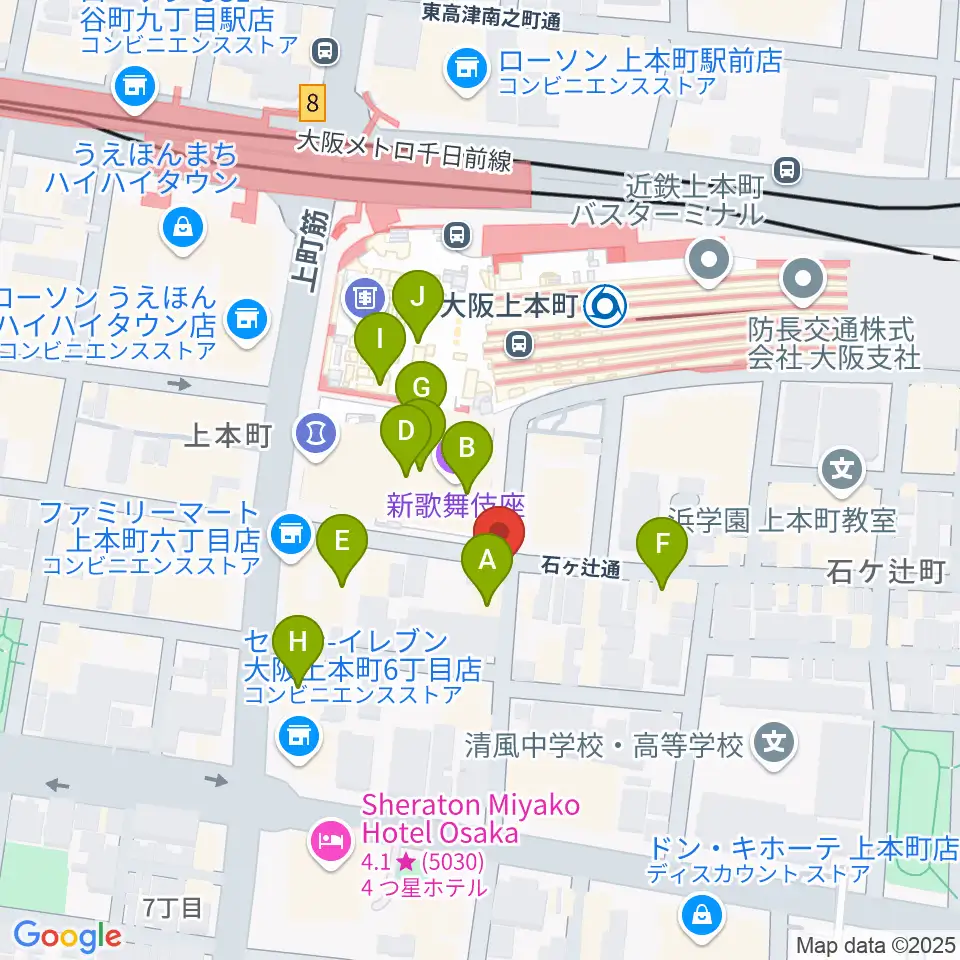 ラ・ロコマサロン周辺のカフェ一覧地図