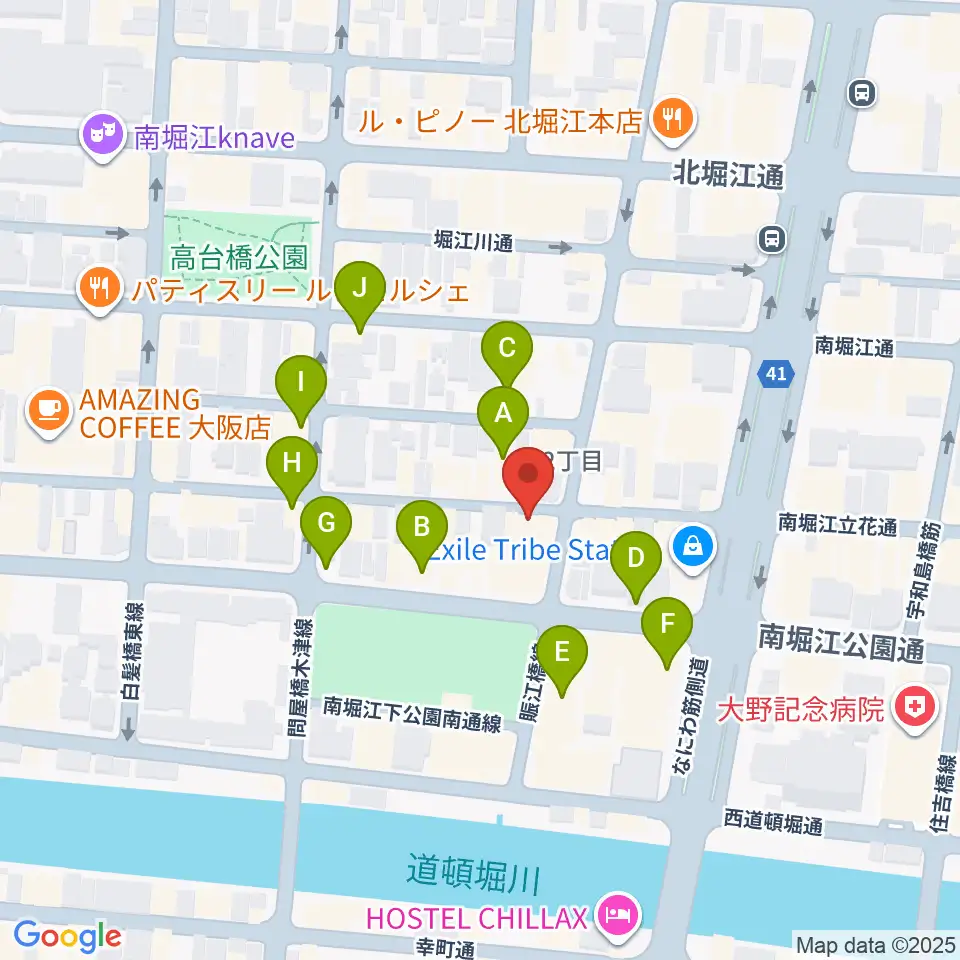 大倉ギター教室周辺のカフェ一覧地図