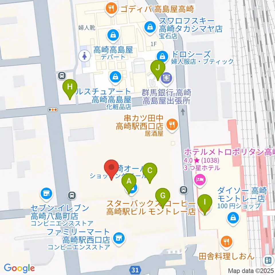 タワーレコード高崎オーパ店周辺のカフェ一覧地図