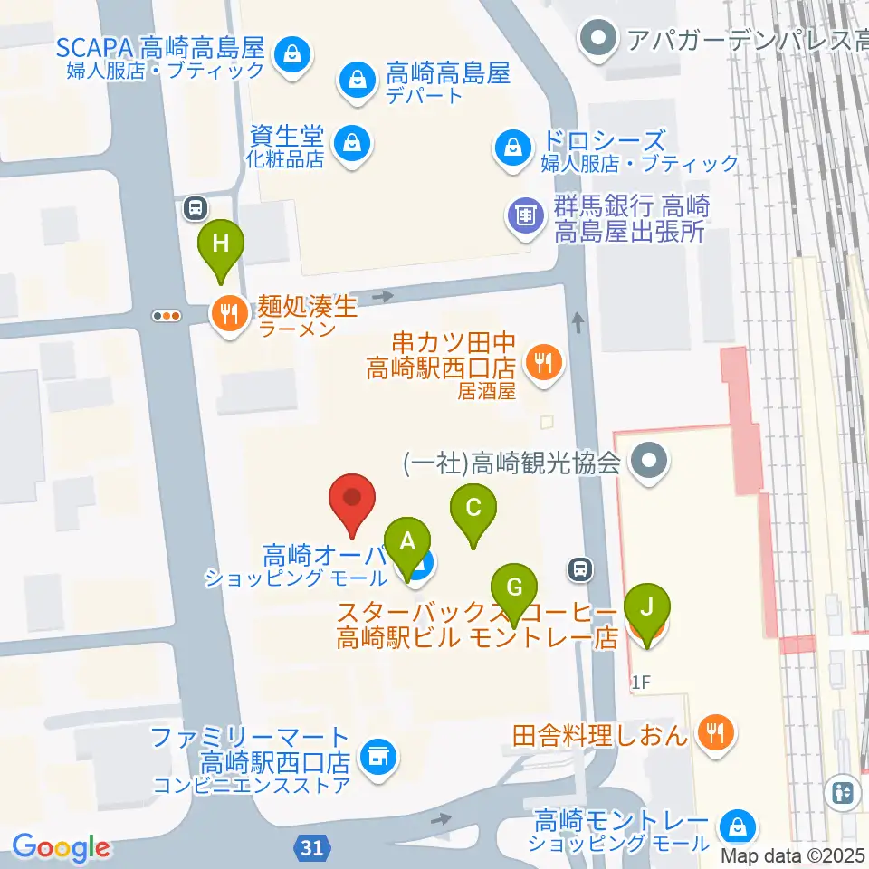 タワーレコード高崎オーパ店周辺のカフェ一覧地図