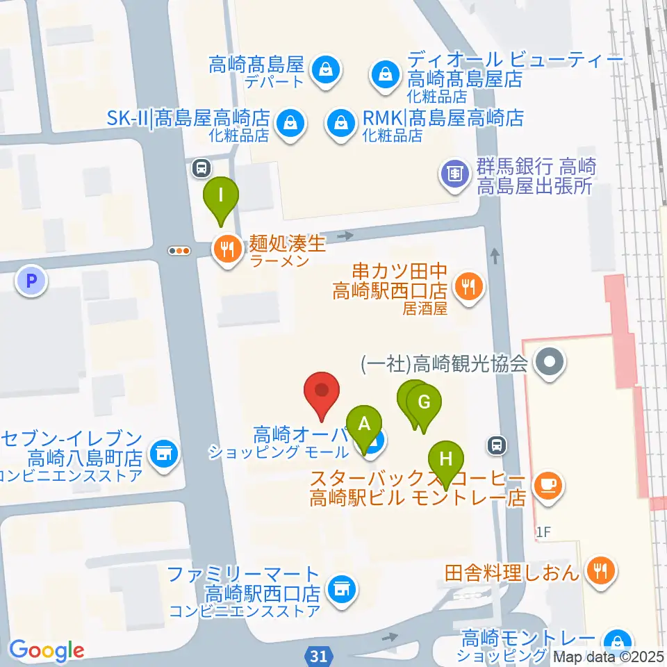タワーレコード高崎オーパ店周辺のカフェ一覧地図