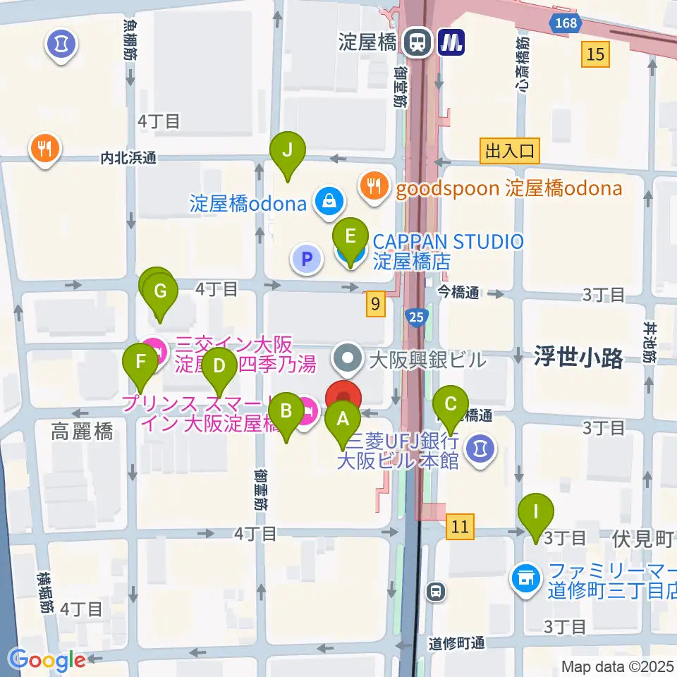 朝日生命ホール周辺のカフェ一覧地図