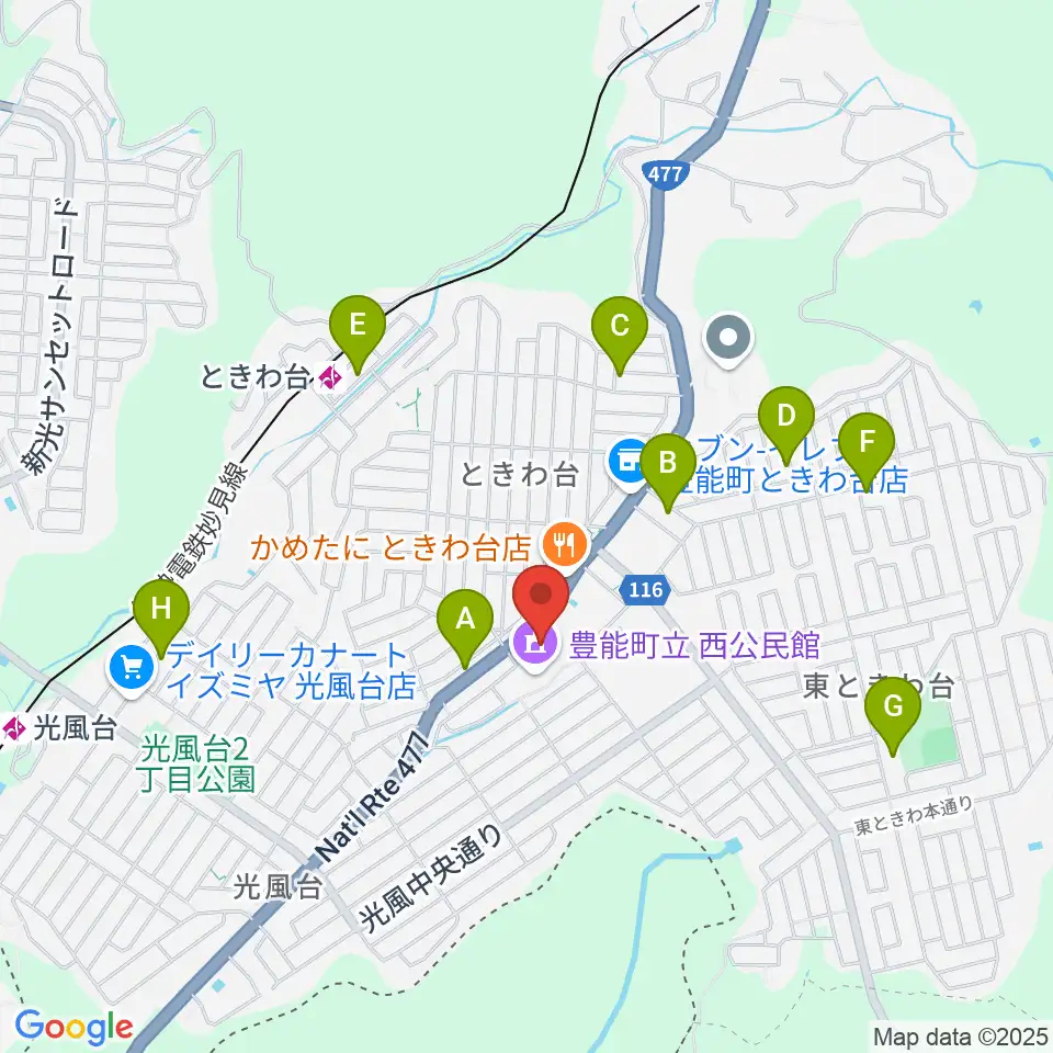 豊能町立ユーベルホール周辺のカフェ一覧地図