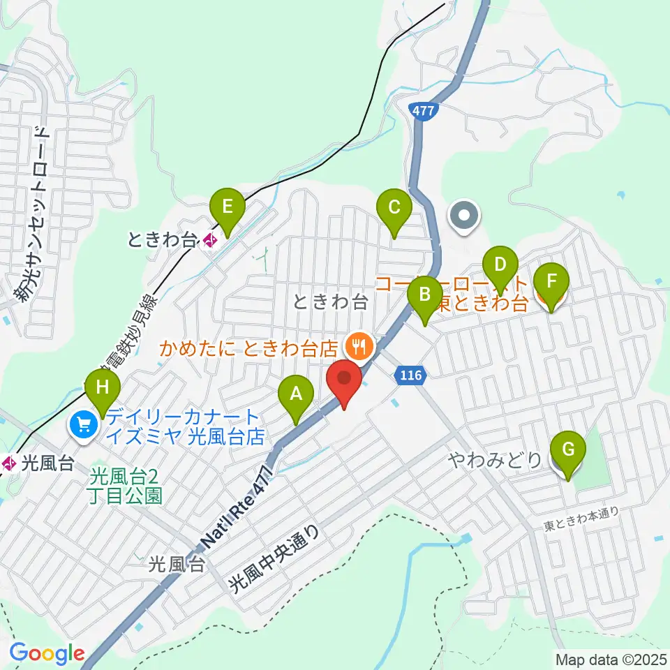 豊能町立ユーベルホール周辺のカフェ一覧地図