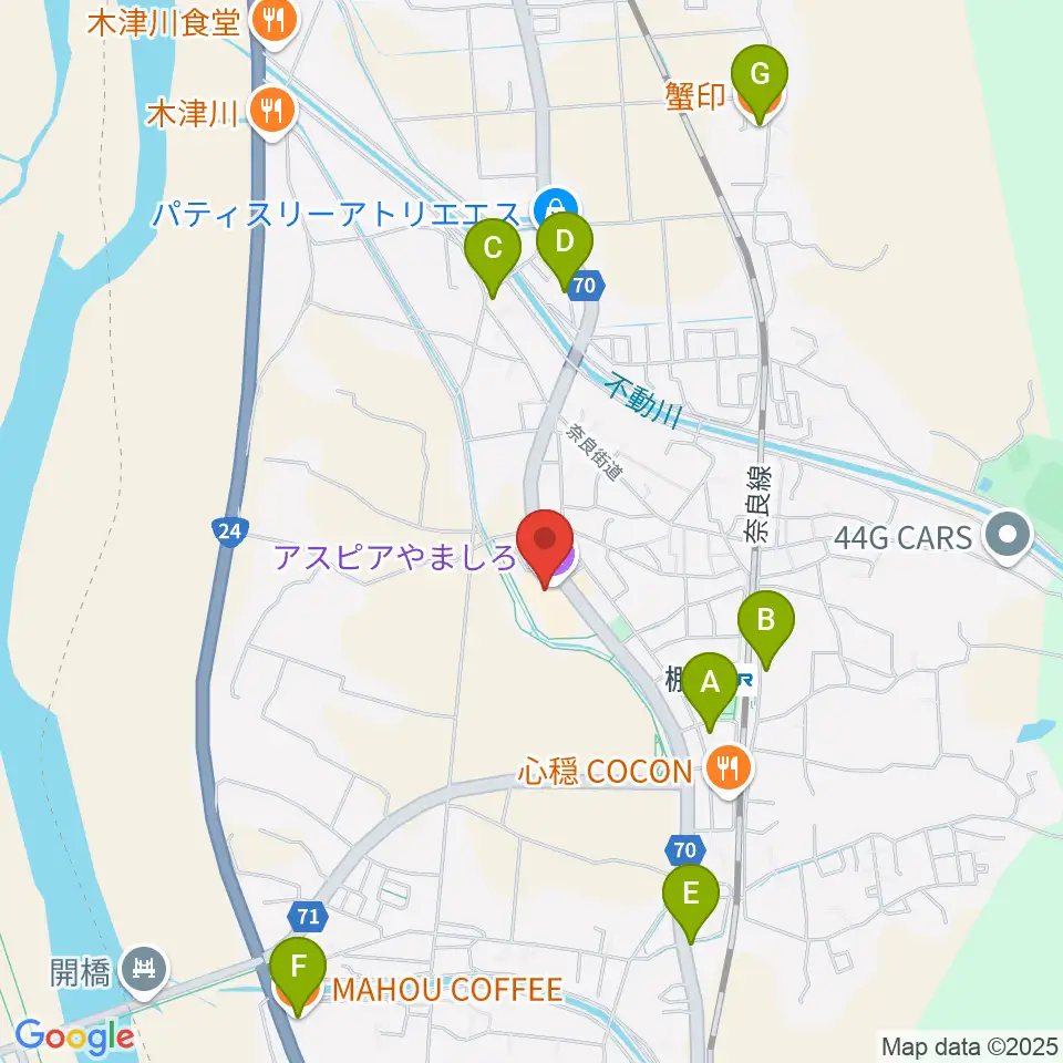 山城総合文化センター アスピアやましろ周辺のカフェ一覧地図