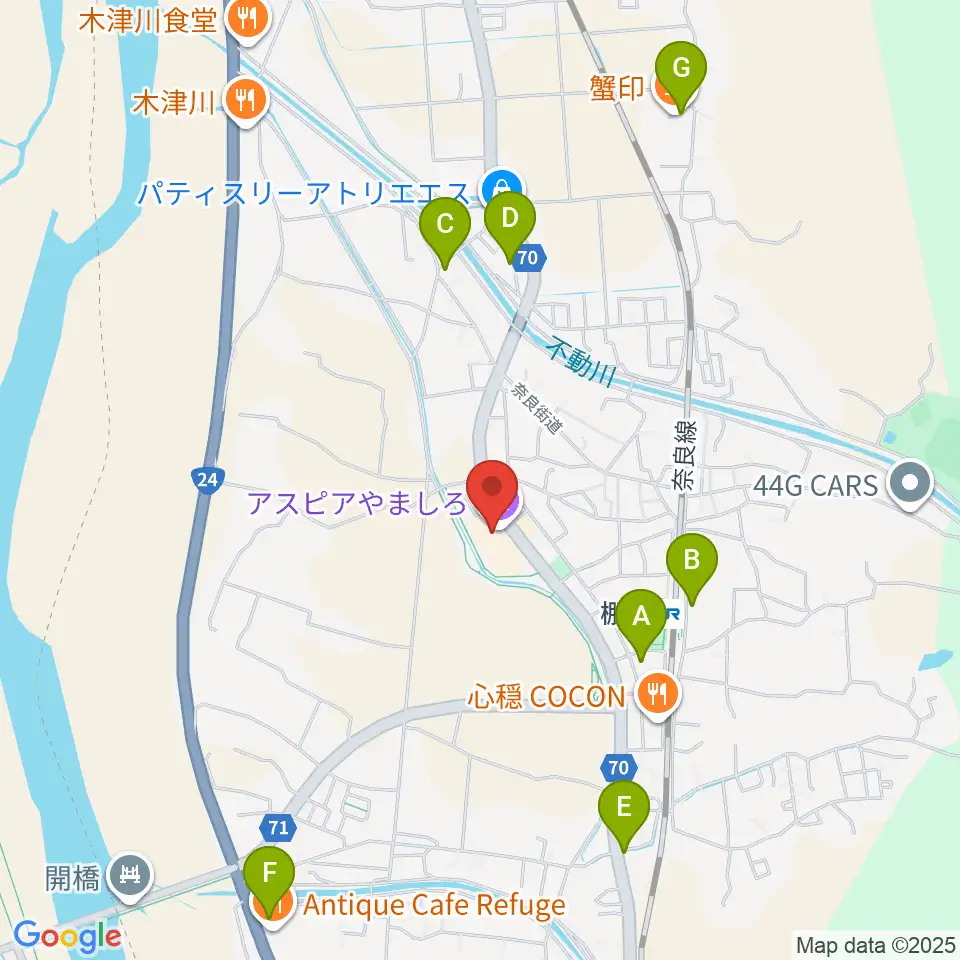 山城総合文化センター アスピアやましろ周辺のカフェ一覧地図